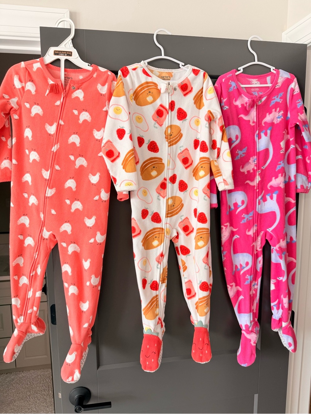 3-Pack Carters Kids Fleece Footed Pajamas